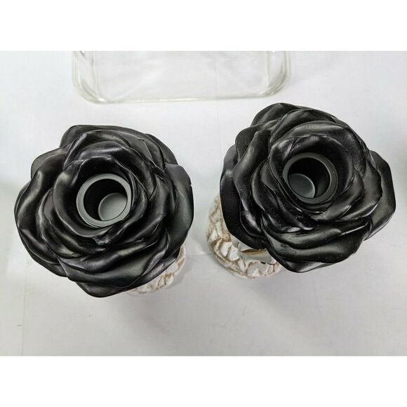 Yankee Candle Halloween Taper Holder Skeleton Black Rose  HolderPHANTASMAGORIA - Picture 5 of 7